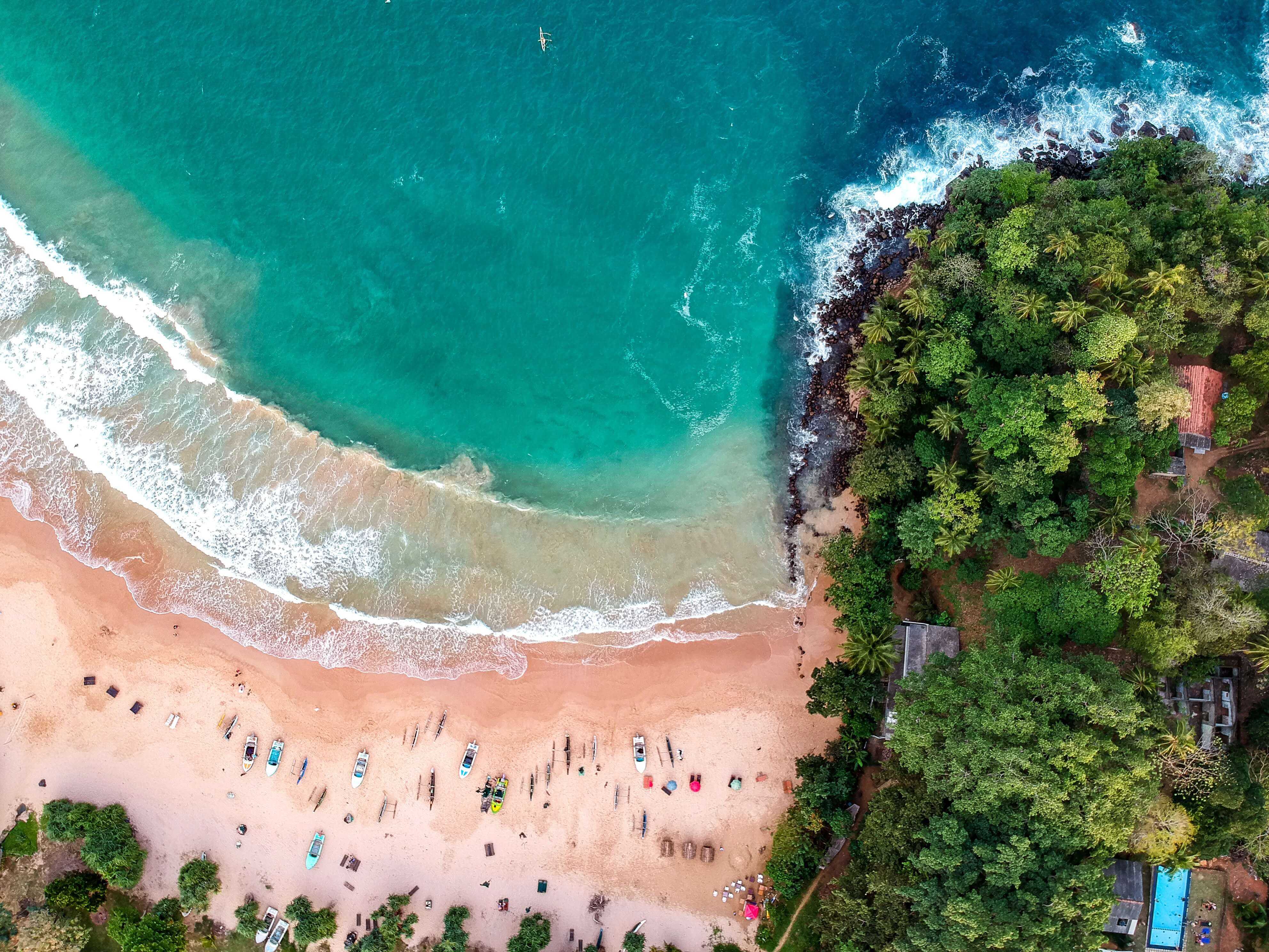 Sri Lankan beach with boats docked